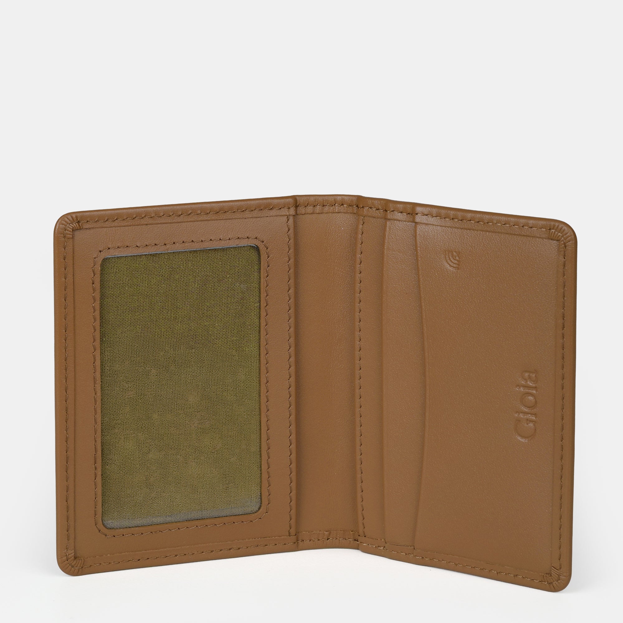 Enzo Leather Cardholder 3cc with ID slot#Color_Tan