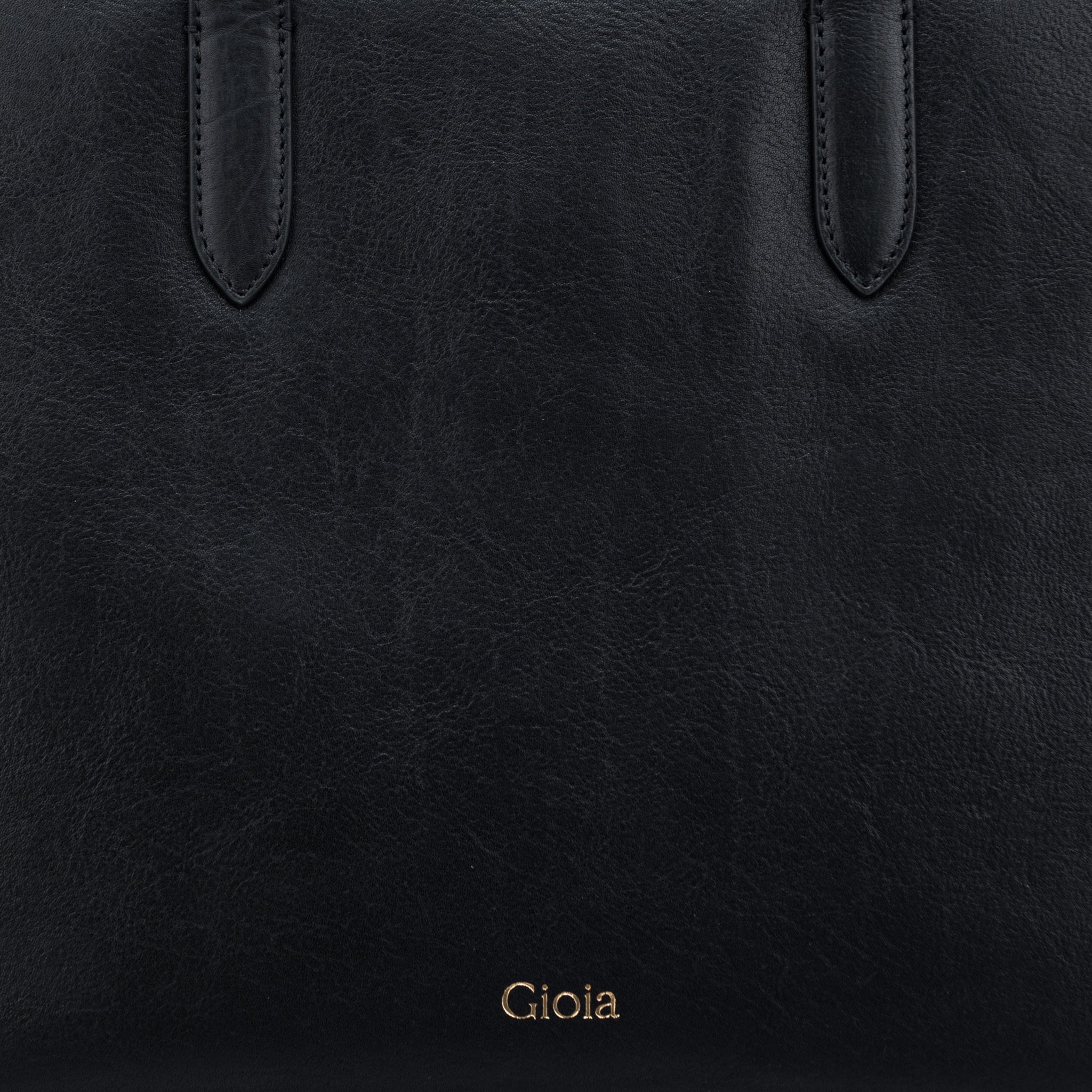 Grace Top Zip Leather Tote#Color_Black