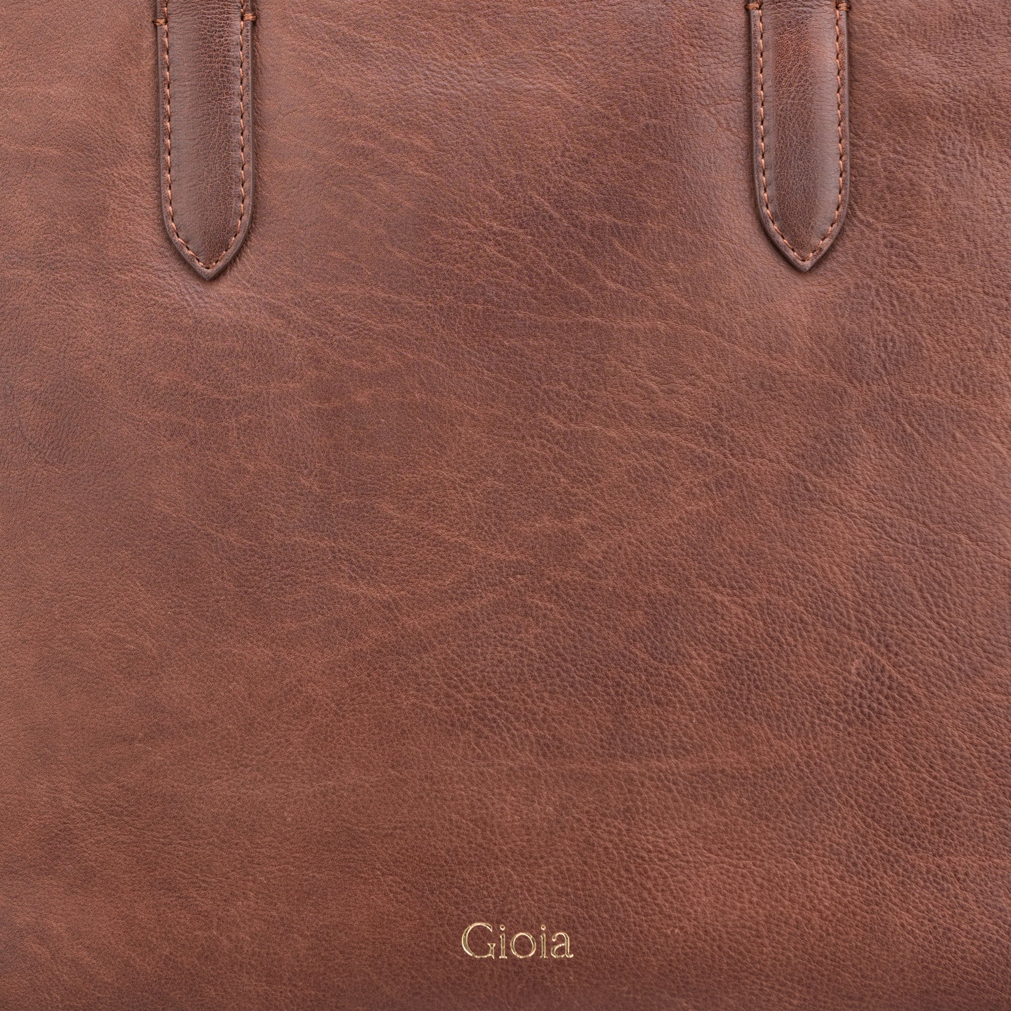 Grace Top Zip Leather Tote#Color_Brown