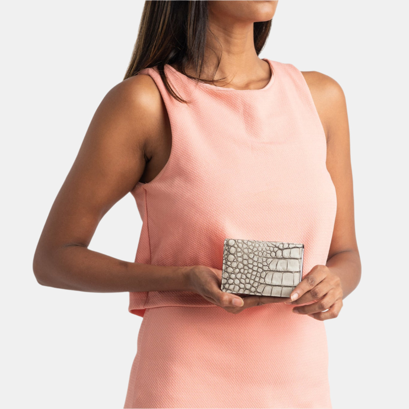 Lisa Croc Credit Card Case#Color_Snow White