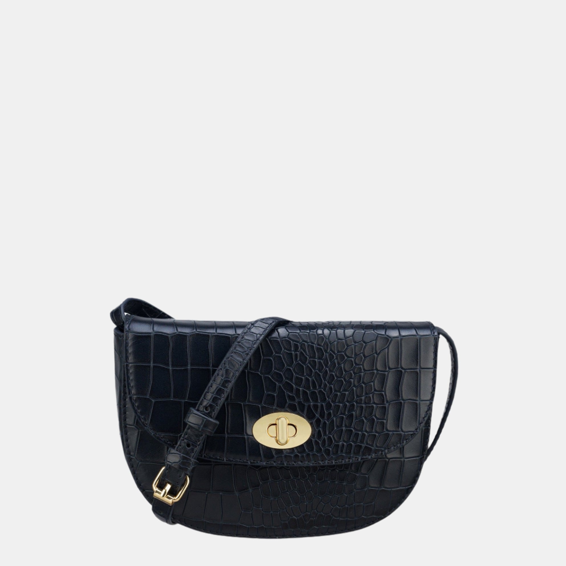 Ela Small Navy Croc Bag
