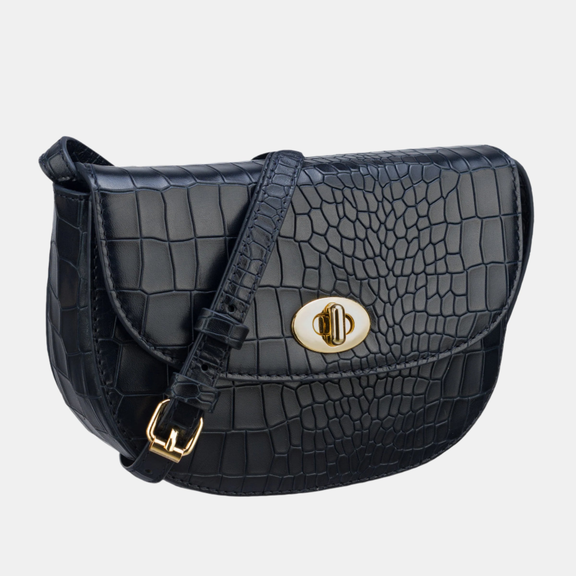 Ela Small Navy Croc Bag