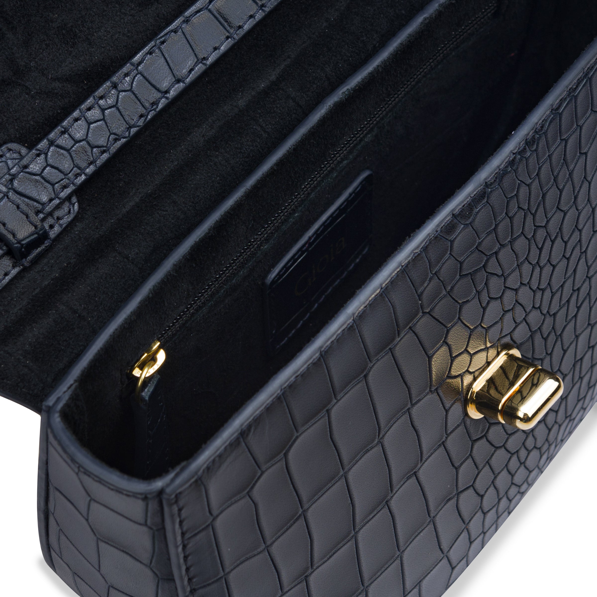Ela Small Navy Croc Bag