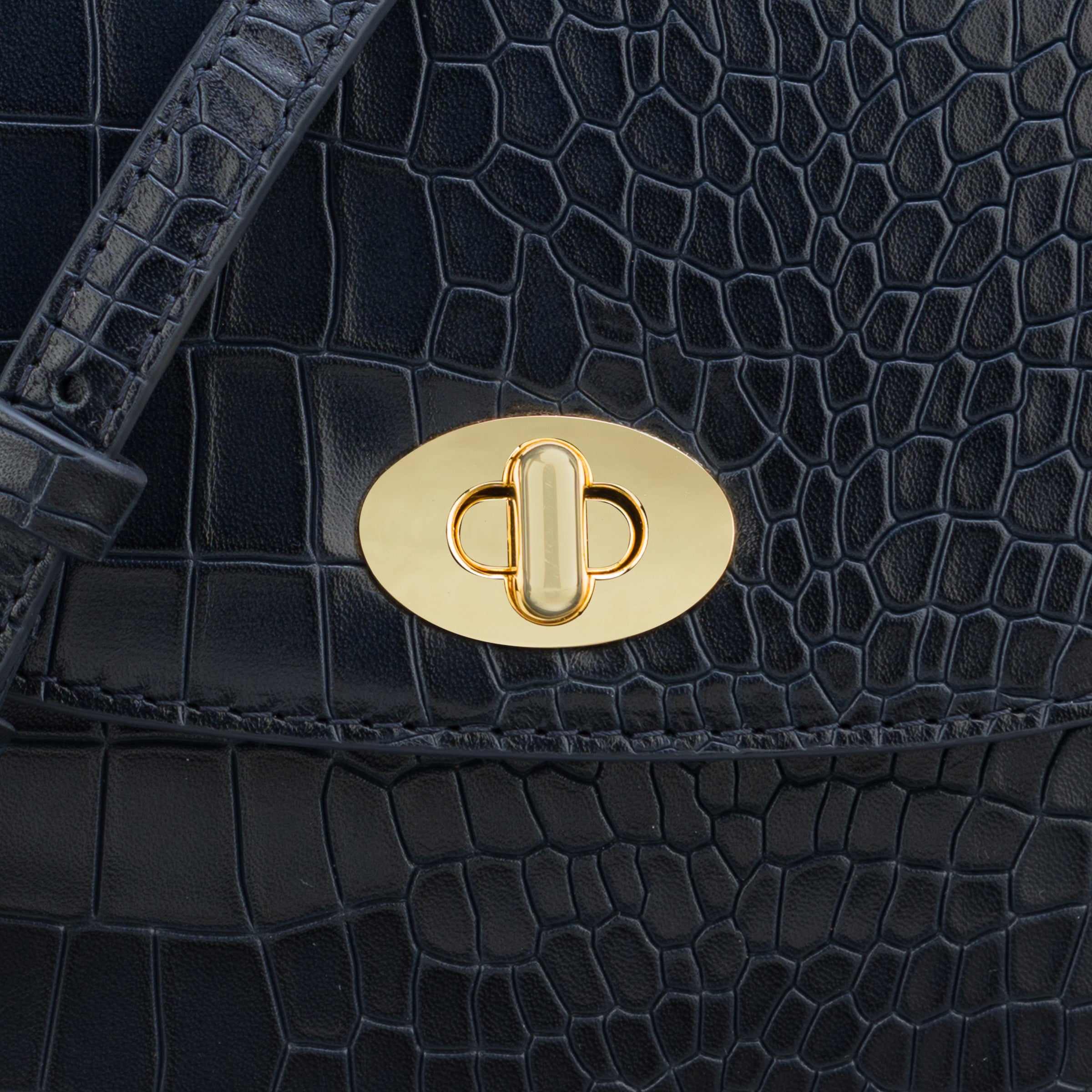 Ela Small Navy Croc Bag