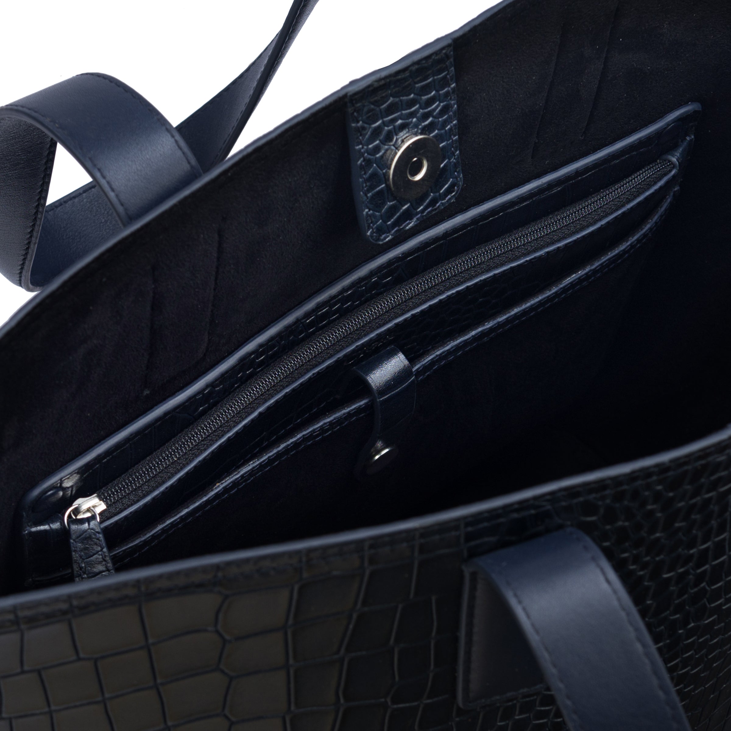 Renata Large Croc Classic Tote#Color_Navy